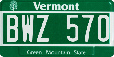 VT license plate BWZ570