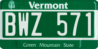 VT license plate BWZ571