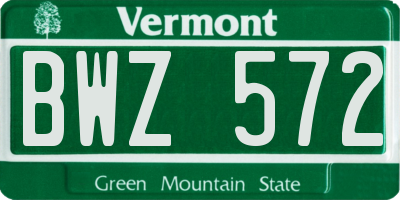 VT license plate BWZ572