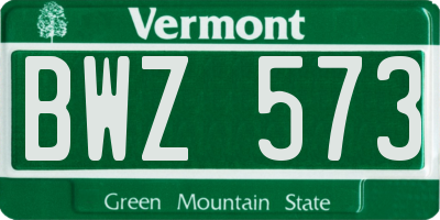 VT license plate BWZ573