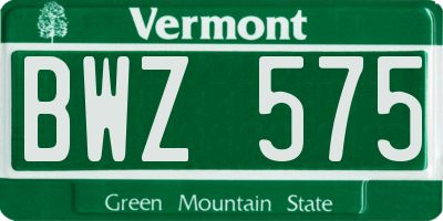 VT license plate BWZ575