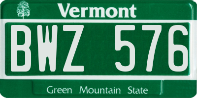 VT license plate BWZ576