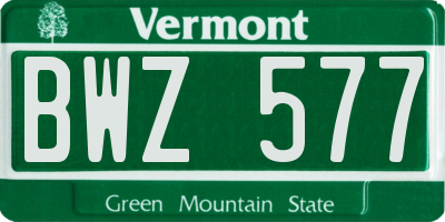 VT license plate BWZ577