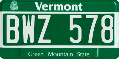 VT license plate BWZ578