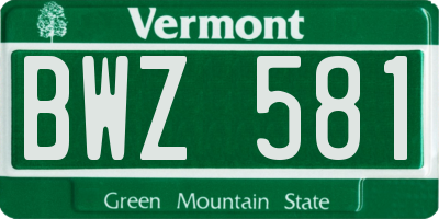 VT license plate BWZ581
