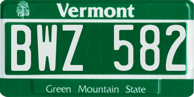 VT license plate BWZ582