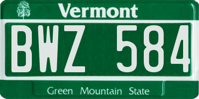 VT license plate BWZ584
