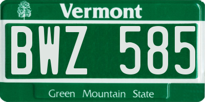 VT license plate BWZ585