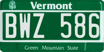 VT license plate BWZ586