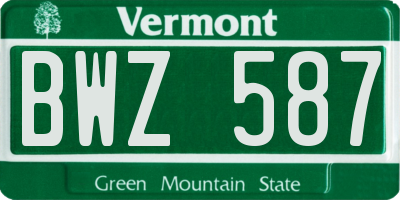 VT license plate BWZ587