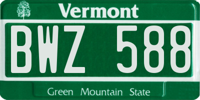 VT license plate BWZ588