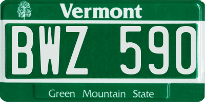 VT license plate BWZ590