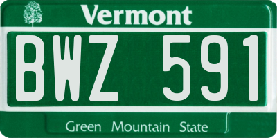 VT license plate BWZ591