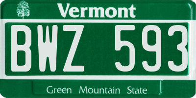 VT license plate BWZ593