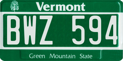 VT license plate BWZ594