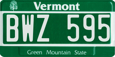 VT license plate BWZ595