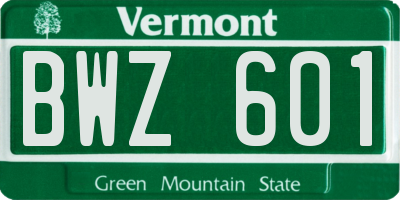 VT license plate BWZ601