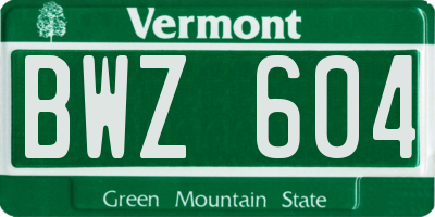 VT license plate BWZ604