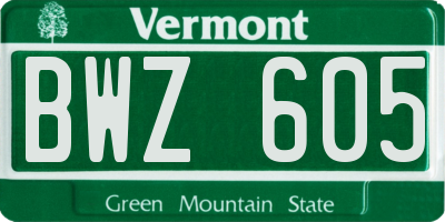 VT license plate BWZ605