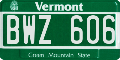 VT license plate BWZ606