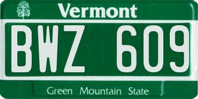 VT license plate BWZ609