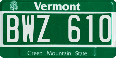 VT license plate BWZ610