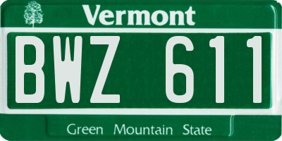 VT license plate BWZ611