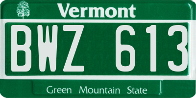 VT license plate BWZ613