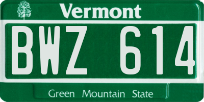 VT license plate BWZ614