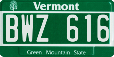 VT license plate BWZ616
