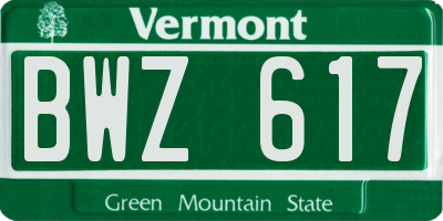 VT license plate BWZ617