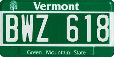 VT license plate BWZ618