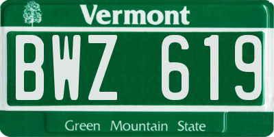 VT license plate BWZ619
