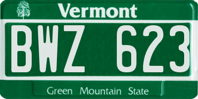 VT license plate BWZ623