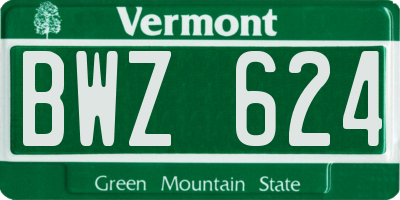 VT license plate BWZ624