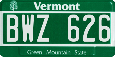 VT license plate BWZ626