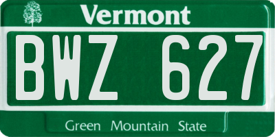 VT license plate BWZ627