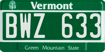 VT license plate BWZ633