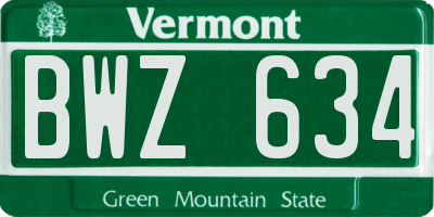 VT license plate BWZ634