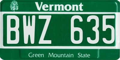 VT license plate BWZ635