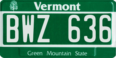 VT license plate BWZ636