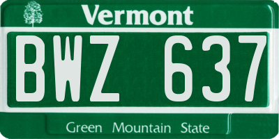 VT license plate BWZ637