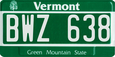 VT license plate BWZ638