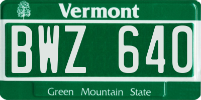 VT license plate BWZ640