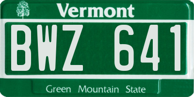 VT license plate BWZ641