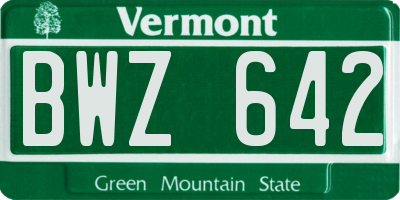 VT license plate BWZ642