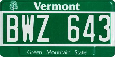 VT license plate BWZ643