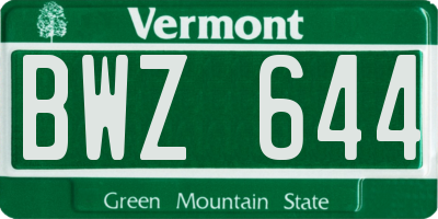 VT license plate BWZ644
