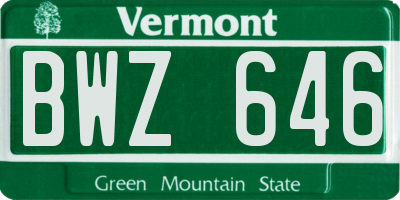 VT license plate BWZ646