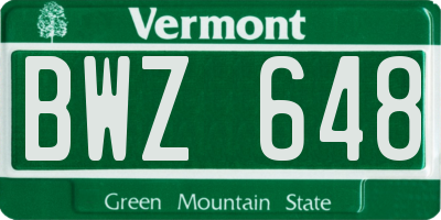 VT license plate BWZ648